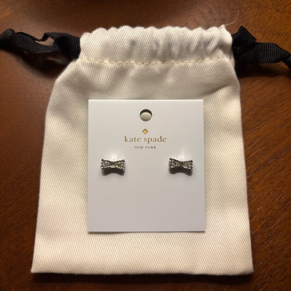 kate spade Jewelry - Kate Spade Sparkling Silver Bow Earrings